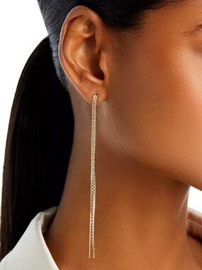Shashi Cubic Zirconia Extra Long Linear Drop Earrings - NIB